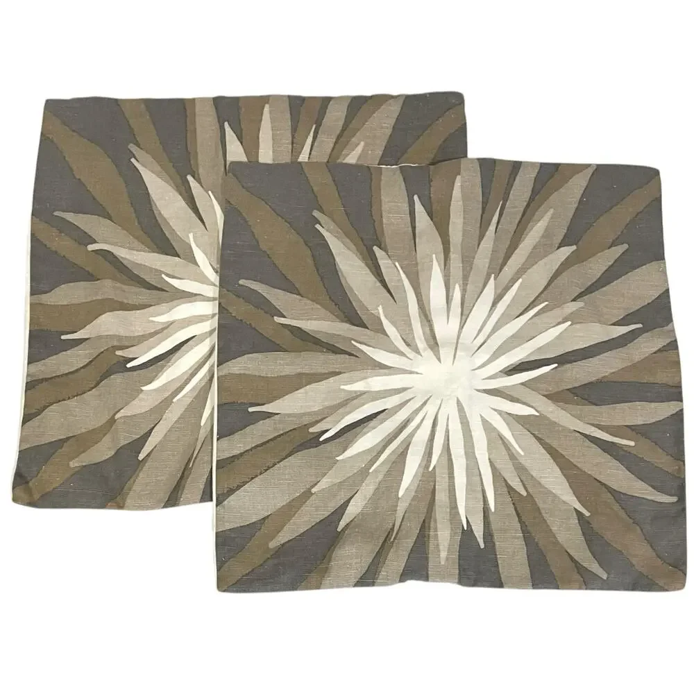 Allegra Hicks West Elm Hemp Pillow Covers Set of 2 17x17” Beige Neutrals Boho